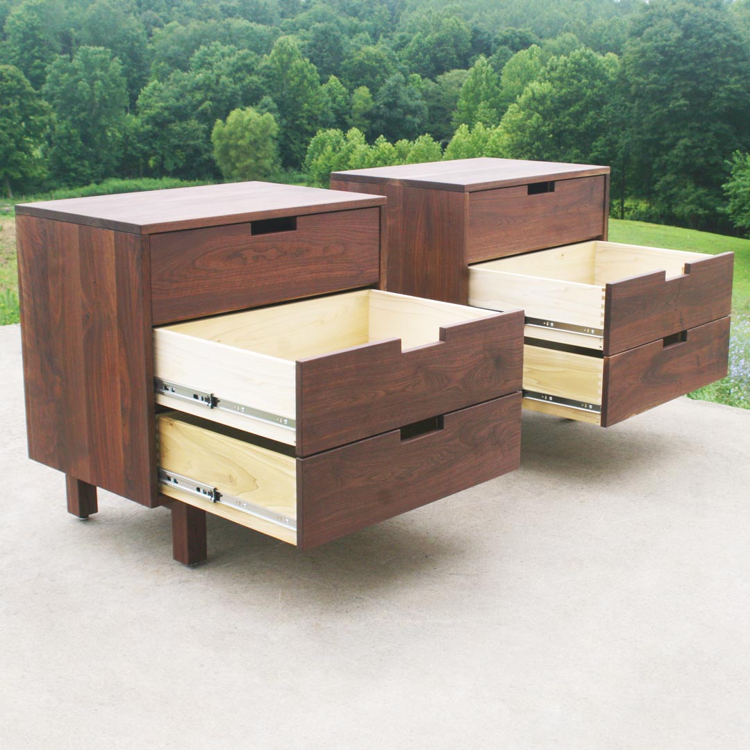 3 drawer nightstand drawers open