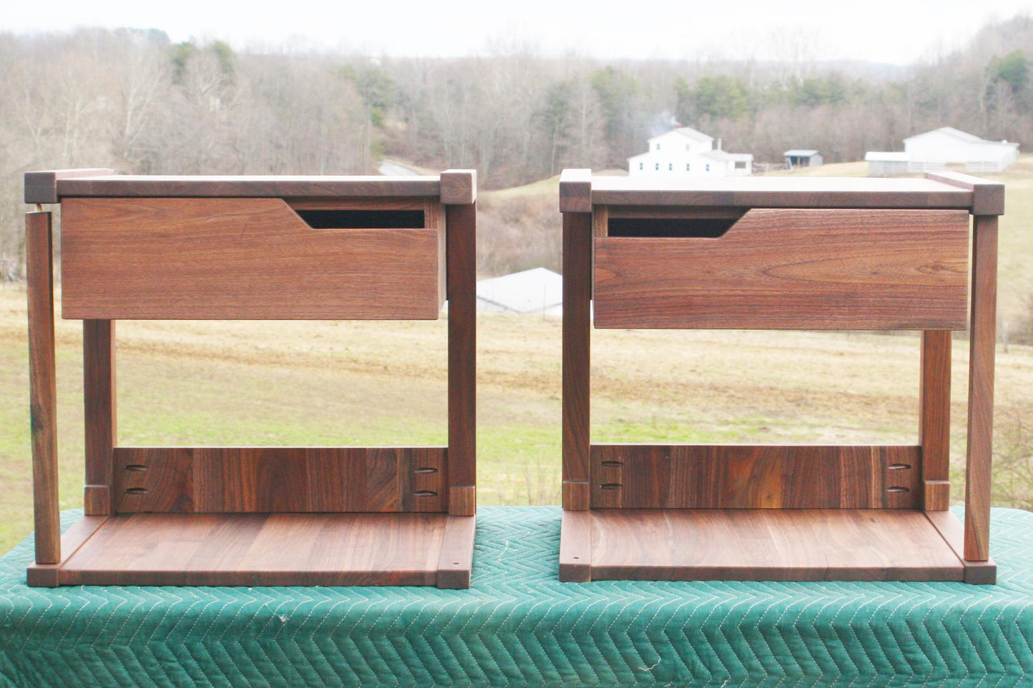 front view Pass-Through Bedside Table with 1 Drawer