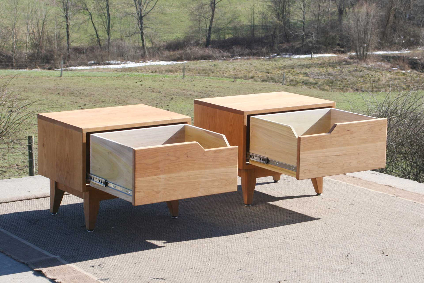 small nightstand short drawers open