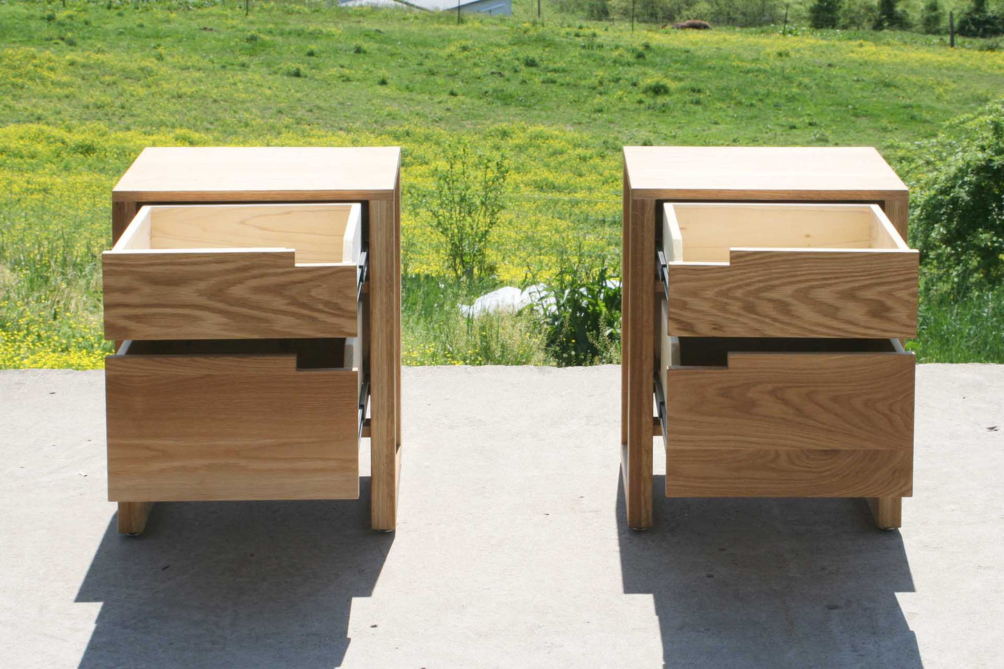 modern nightstand mid century top view
