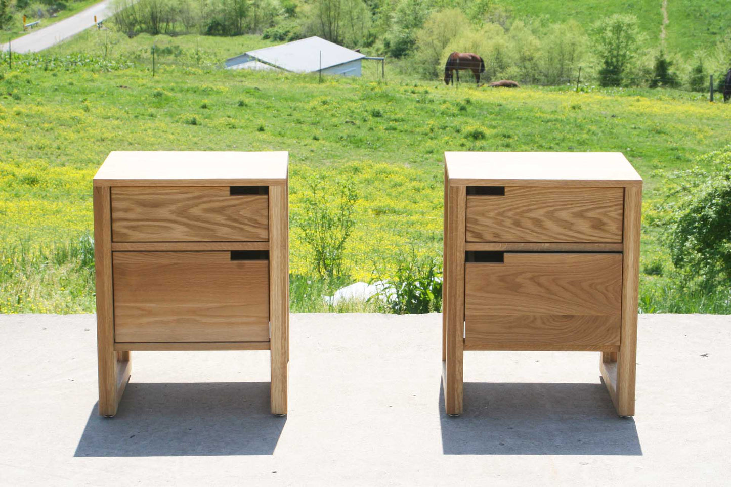 solid hardwood mid century modern nightstand