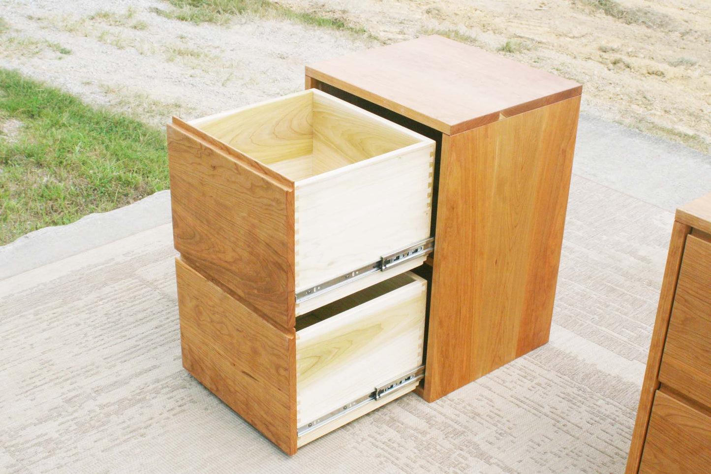 angled view drawers open natural 2 drawer nightstand hardwood