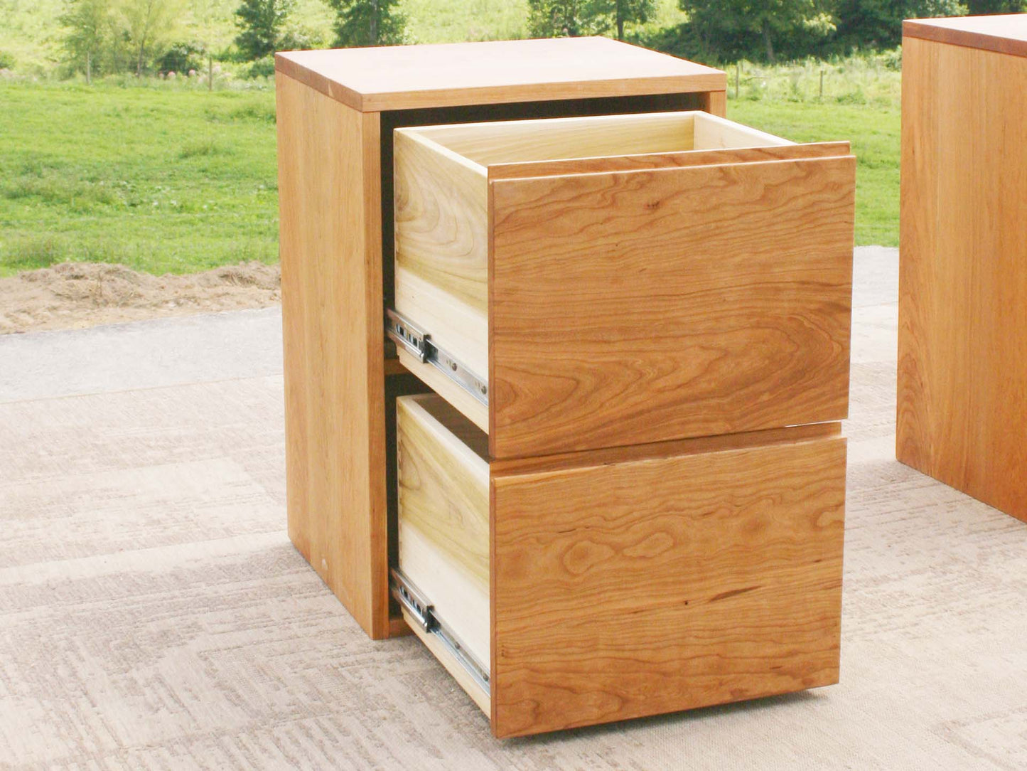 drawers open natural 2 drawer nightstand hardwood