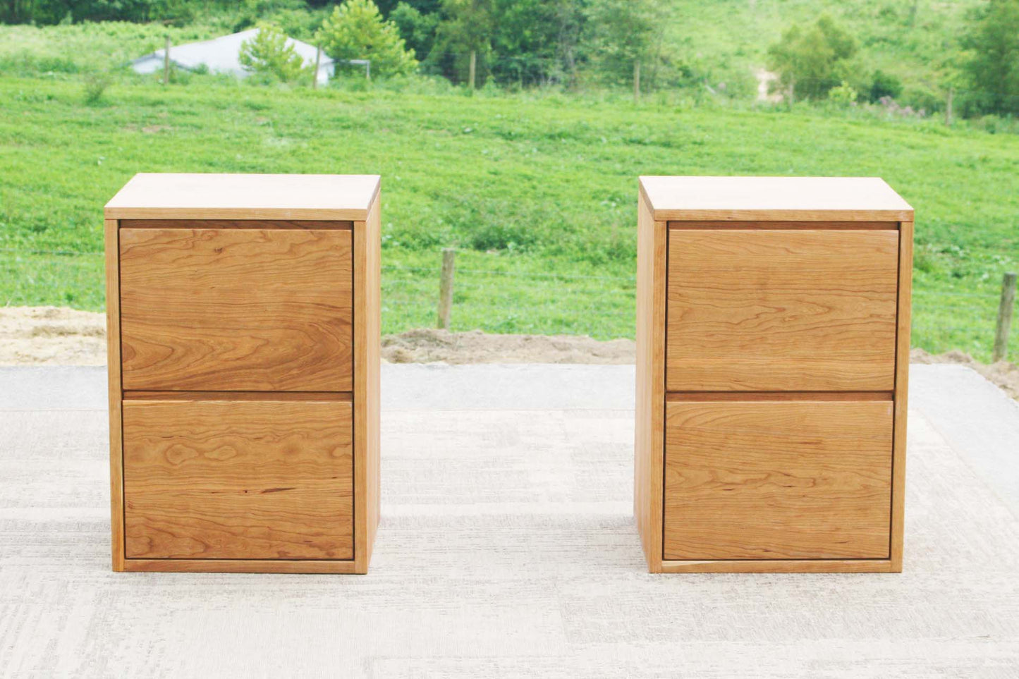 natural 2 drawer nightstand hardwood
