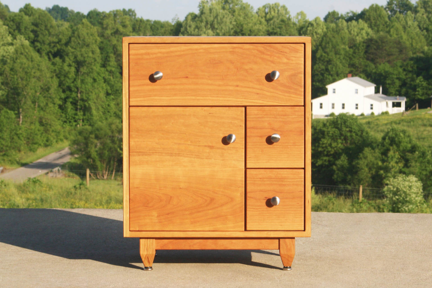 Art Deco nightstand solid hardwood