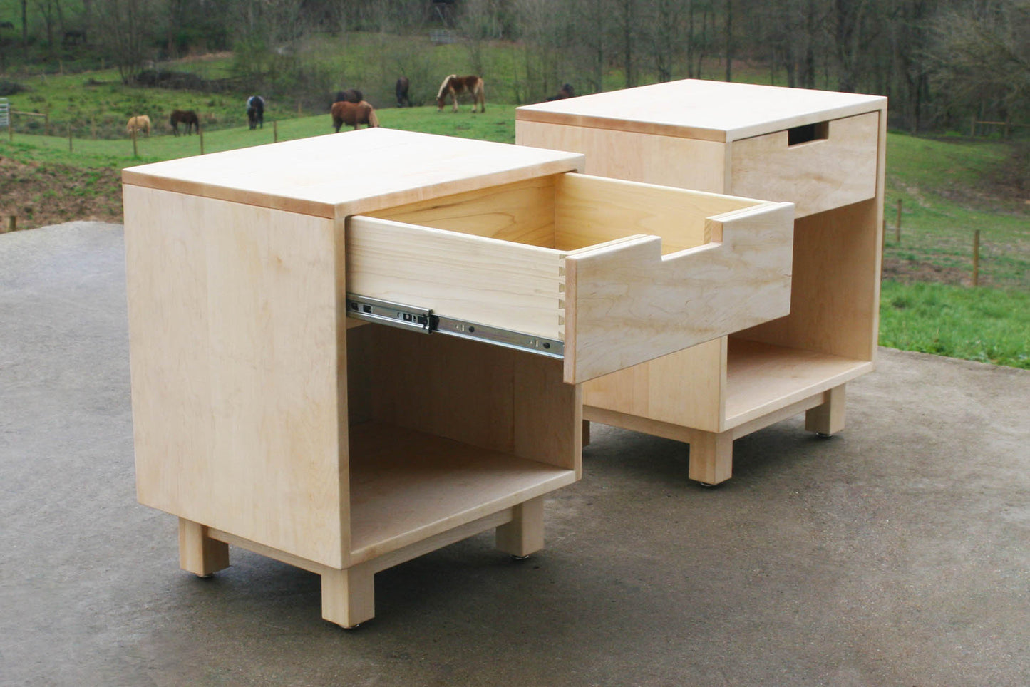 Modern Storage Nightstands angled view hardwood