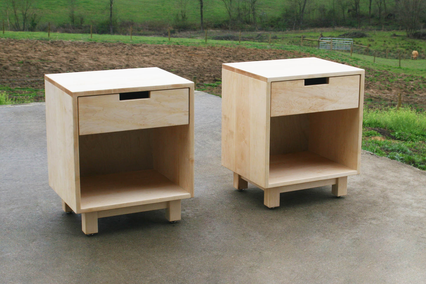 angled view Modern Storage Nightstand set