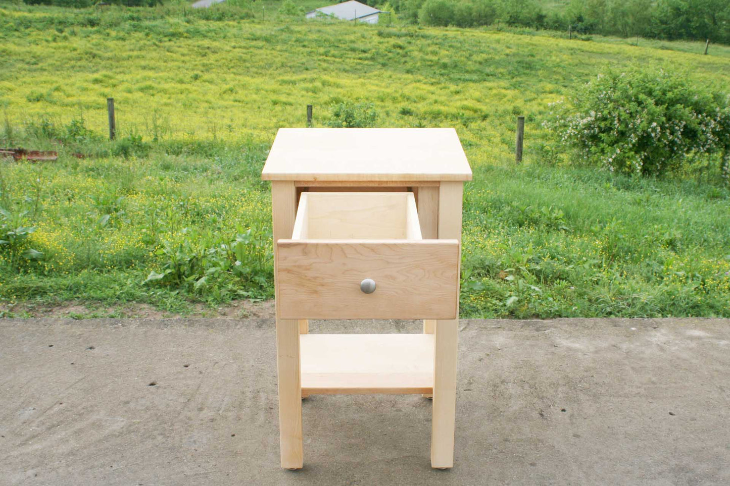drawer open front view nightstand with secret storage compartment