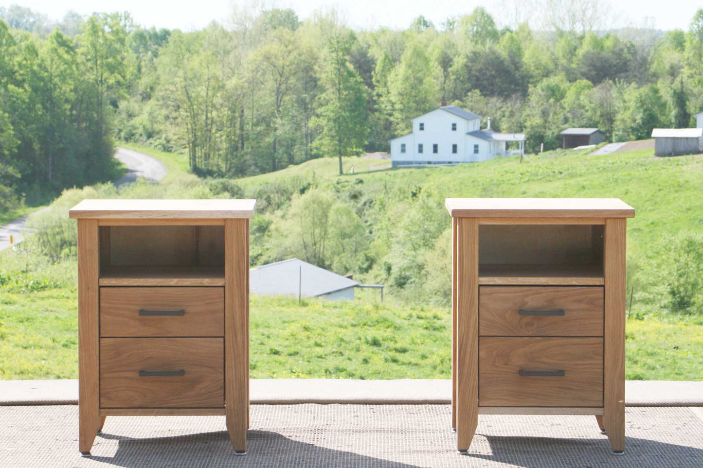 Nightstands with 2 drawers and 1 shelf each