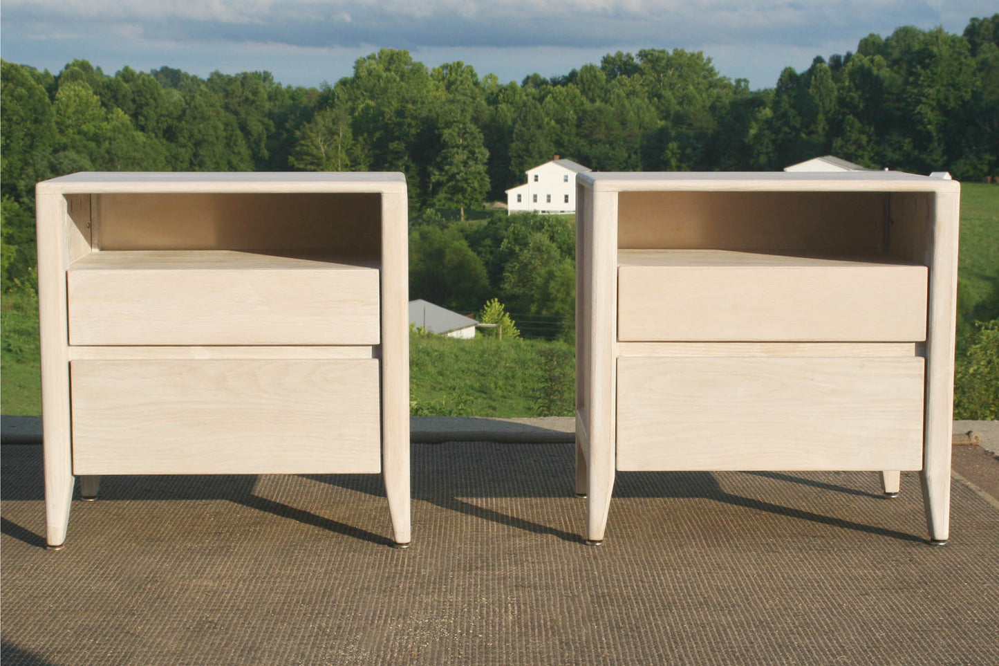Bedside cabinet with raised framed sides front view