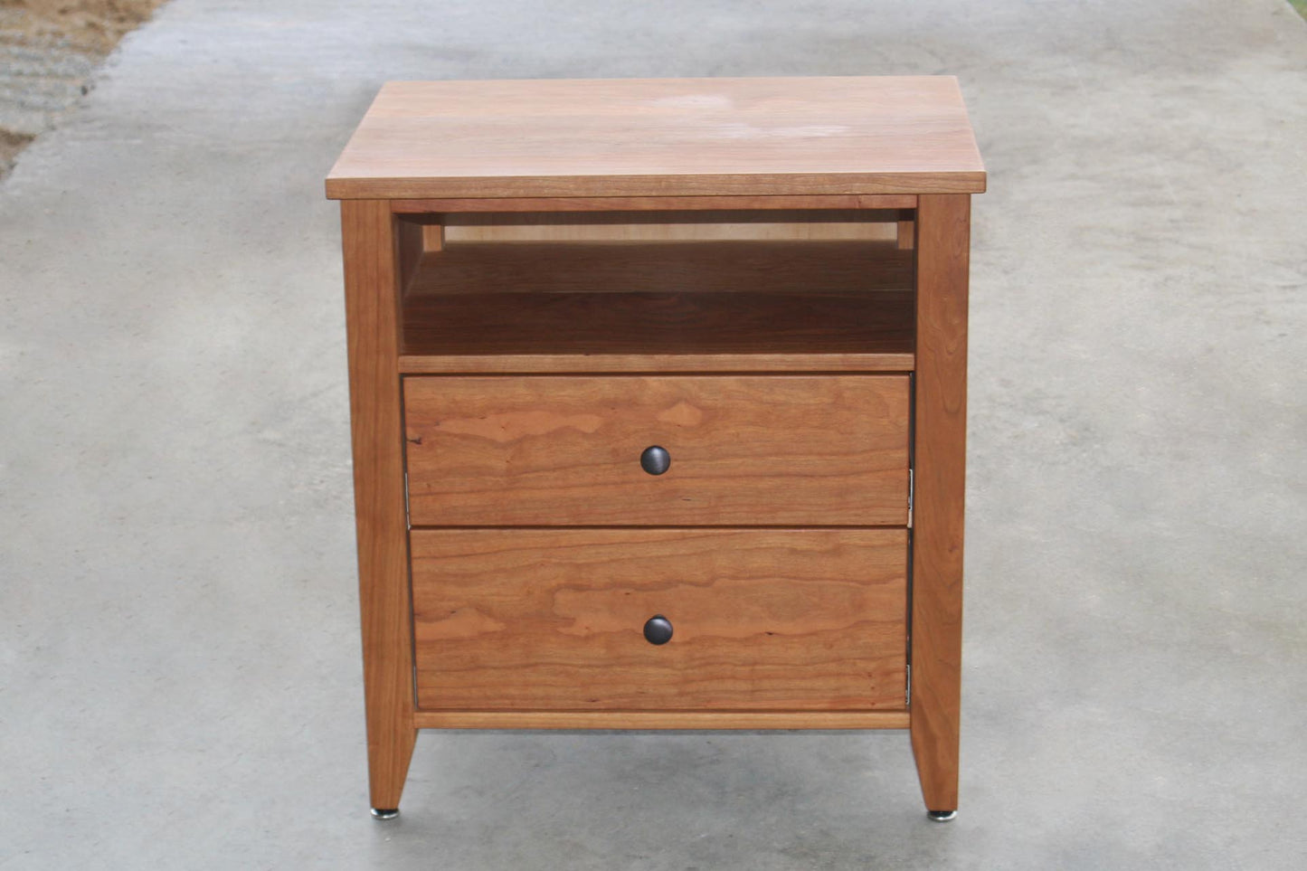 front view Nightstand with 2 drawers and 1 shelf