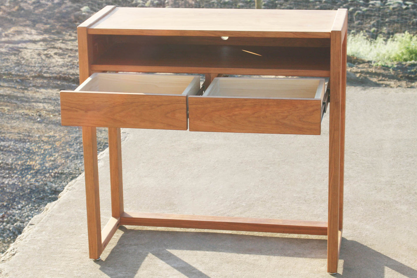 wide nightstand drawers open