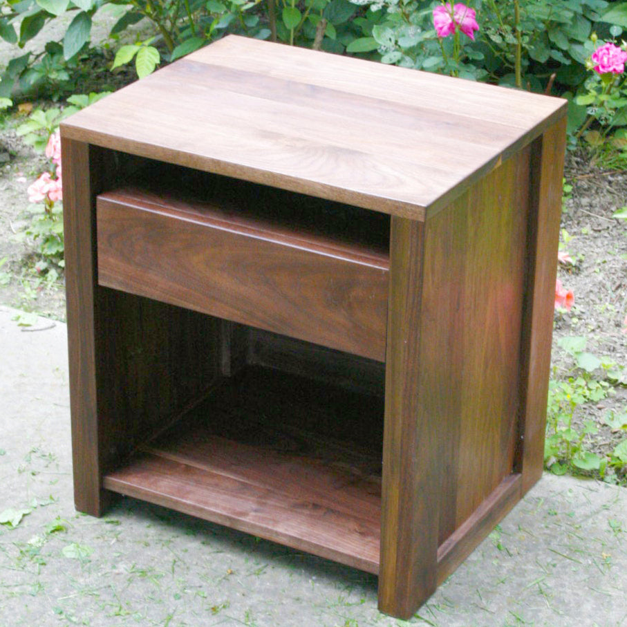one drawer nightstand front angled view