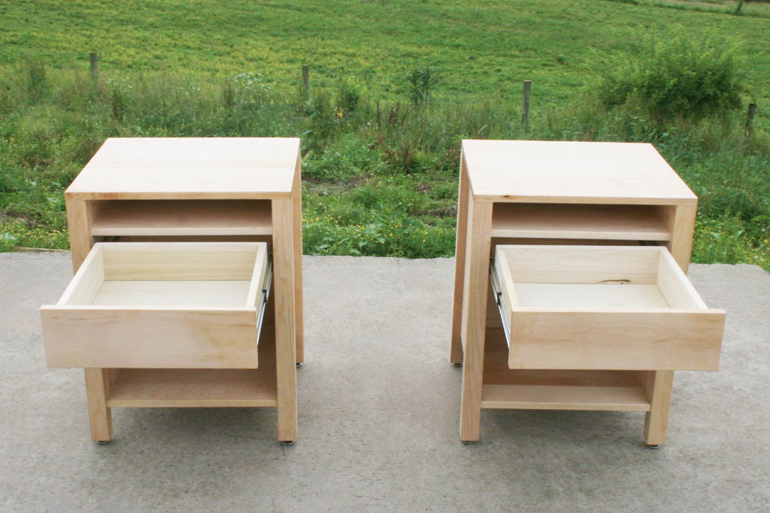 hardwood nightstands with drawers open front view