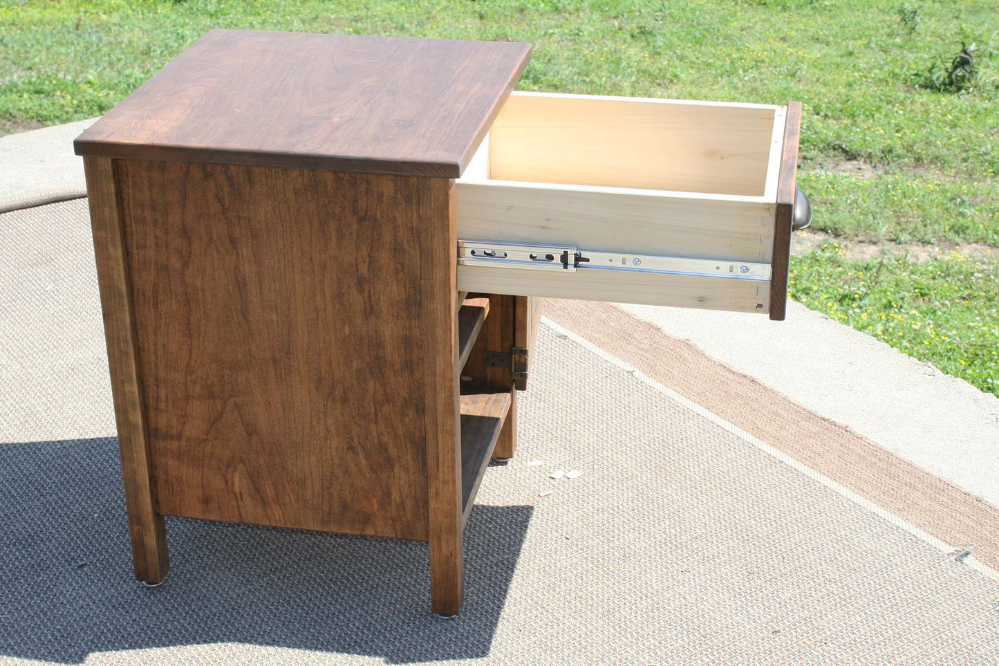 dark wood bedside cabinet