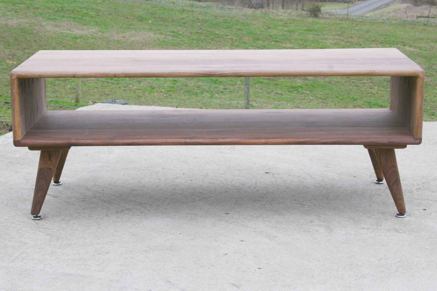 solid hardwood end table with shelf