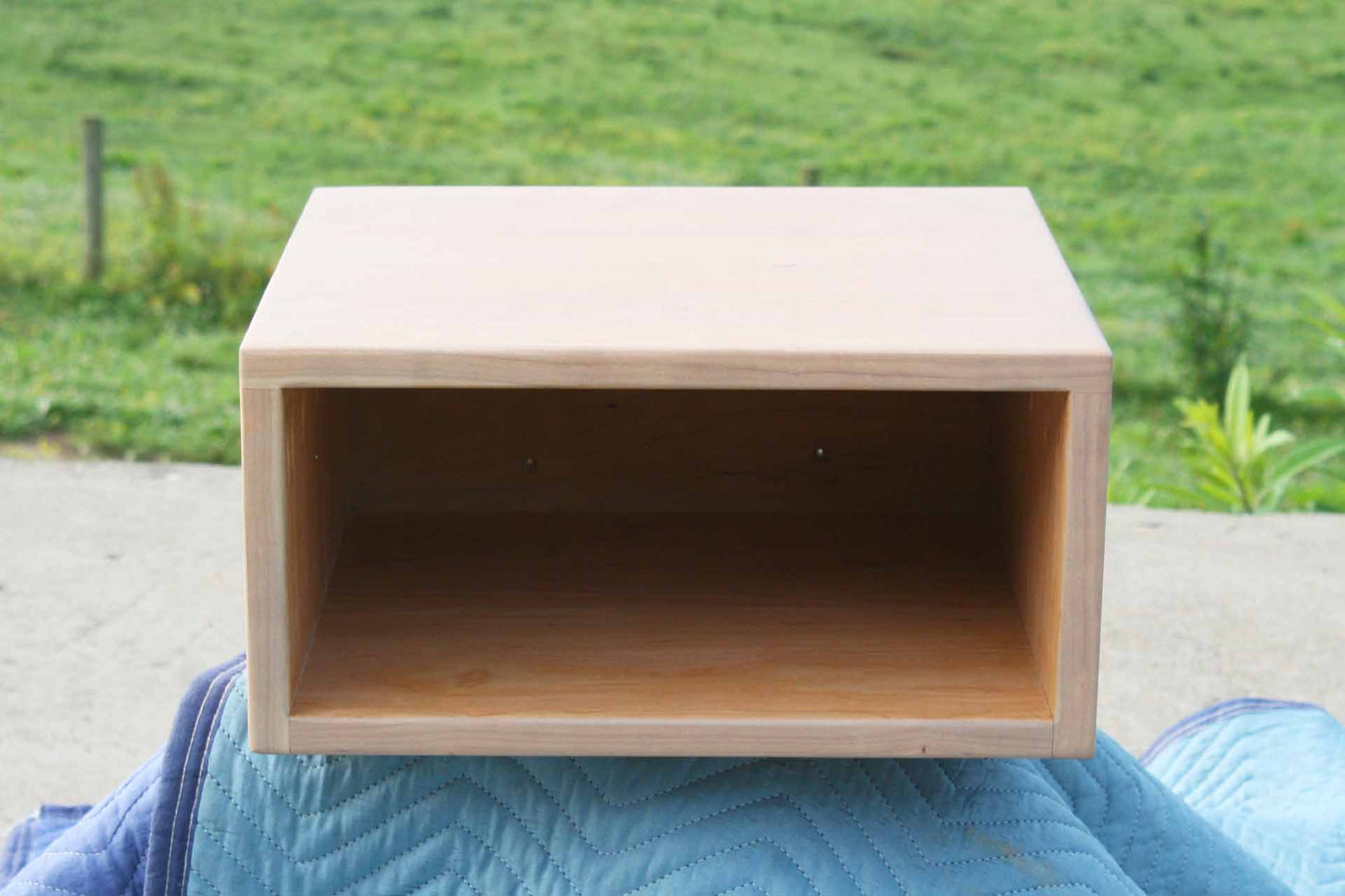 close up front view hanging nightstand