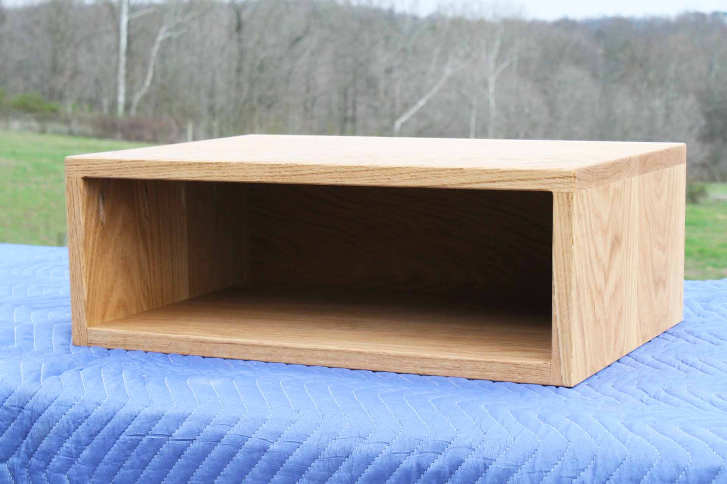 angled view hanging side table natural
