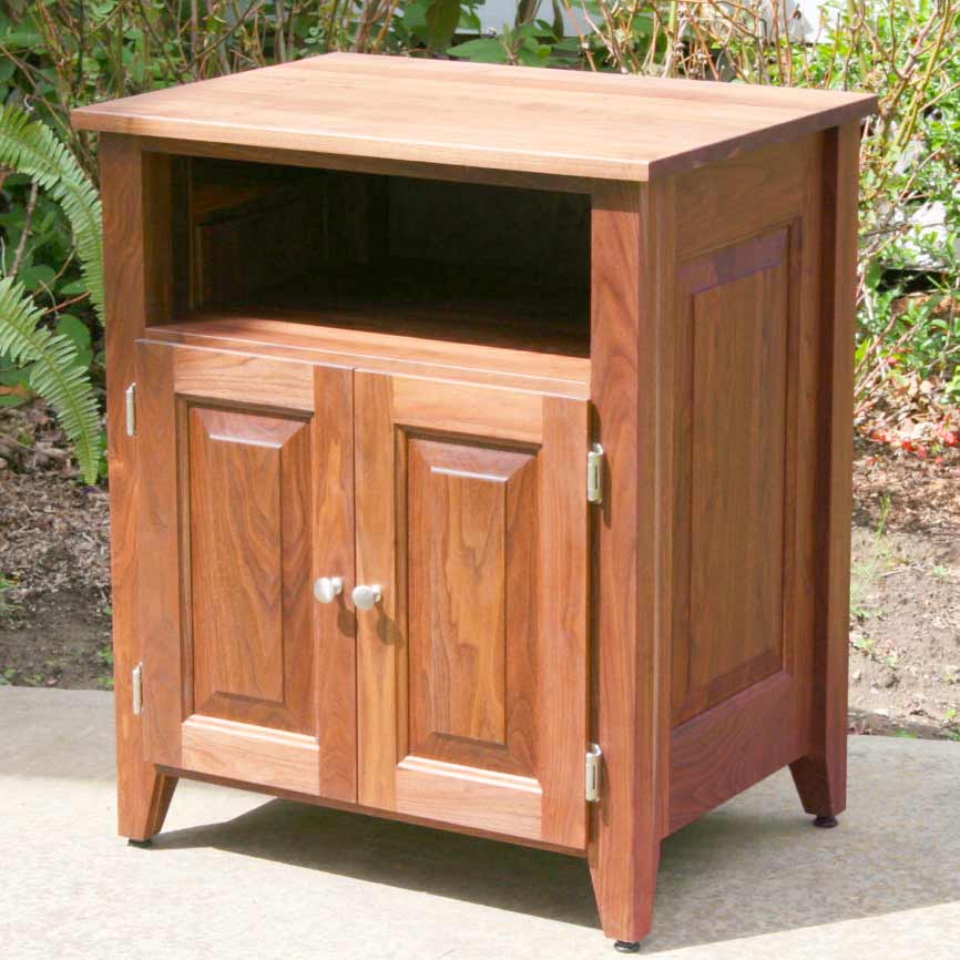 angled view Bedside Cabinet with 1 shelf and raised panel doors