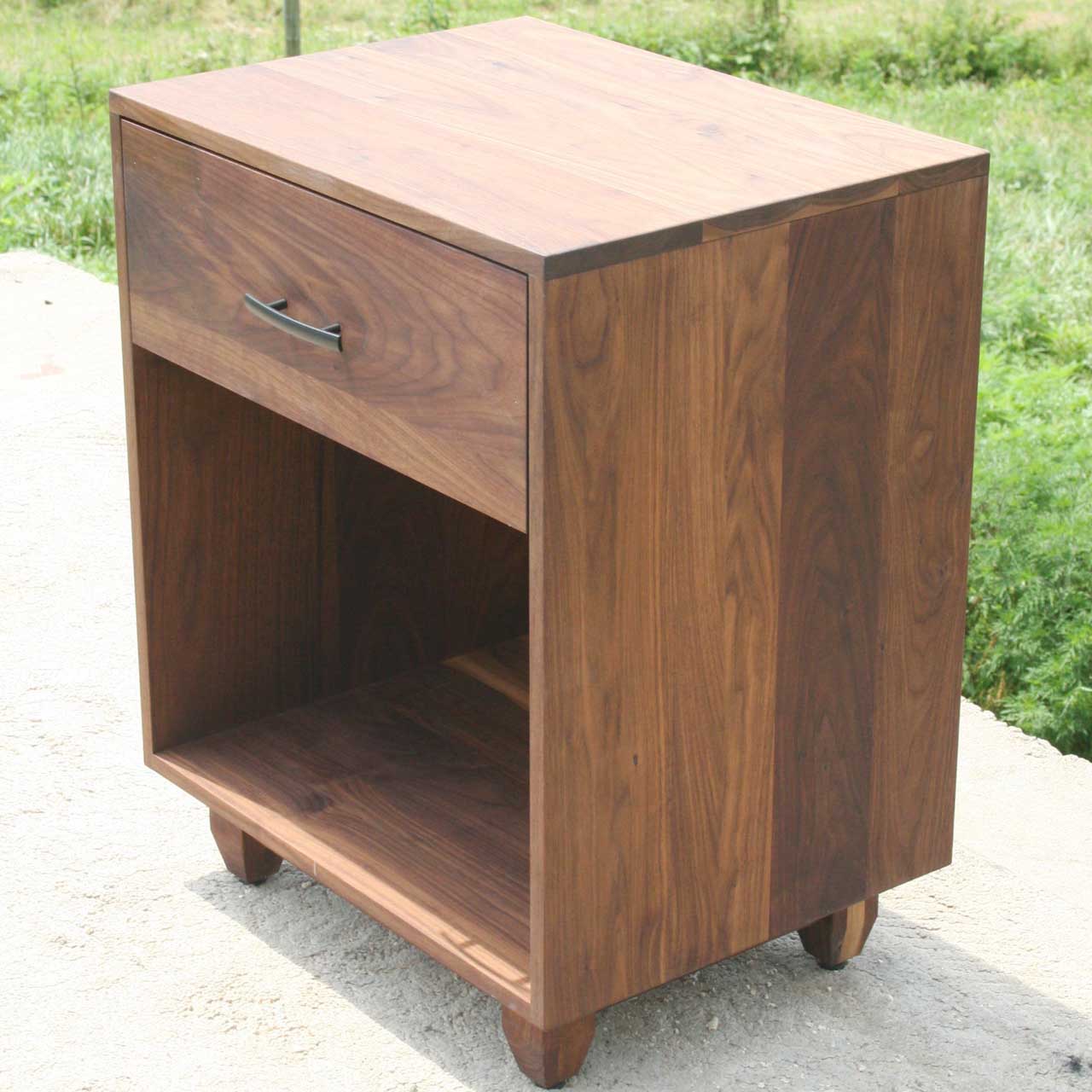 nightstand with one drawer in walnut