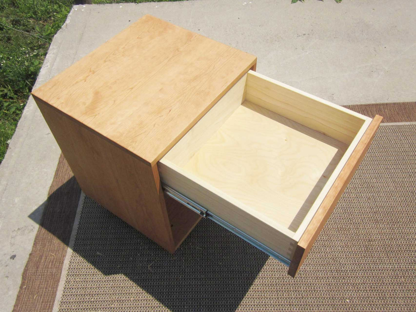 solid bedside table drawer open