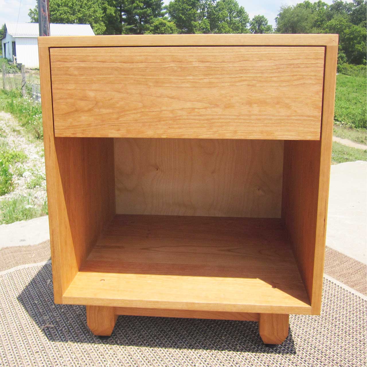 hardwood nightstand with storage space
