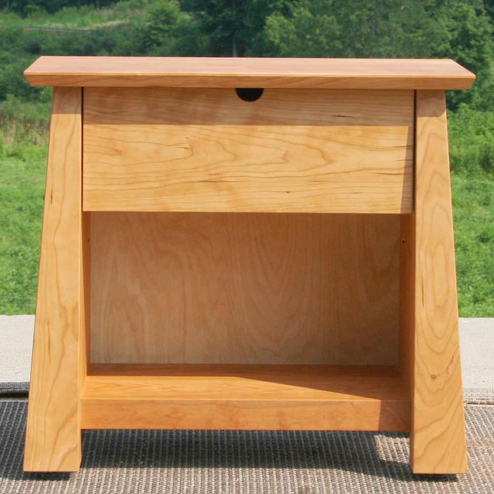 hardwood craftsman style nightstand front view