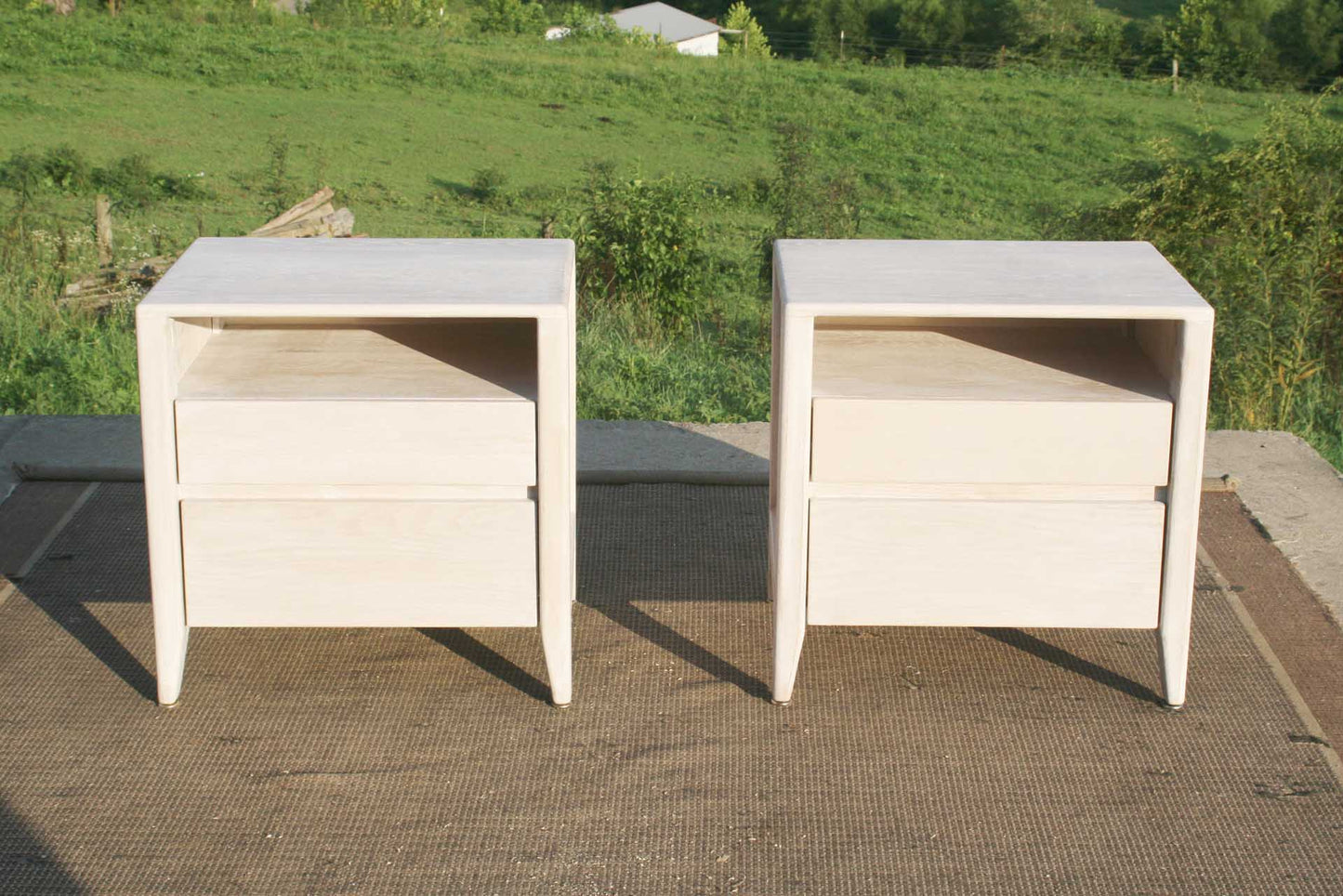 solid wood 2 drawer nightstand