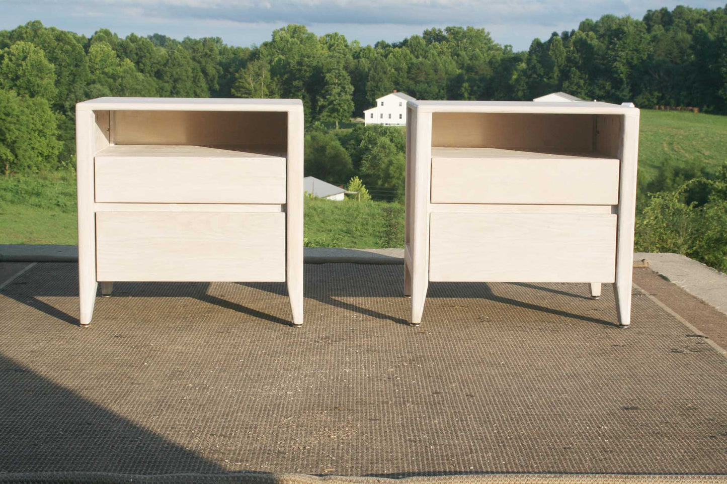 front view solid wood 2 drawer nightstand