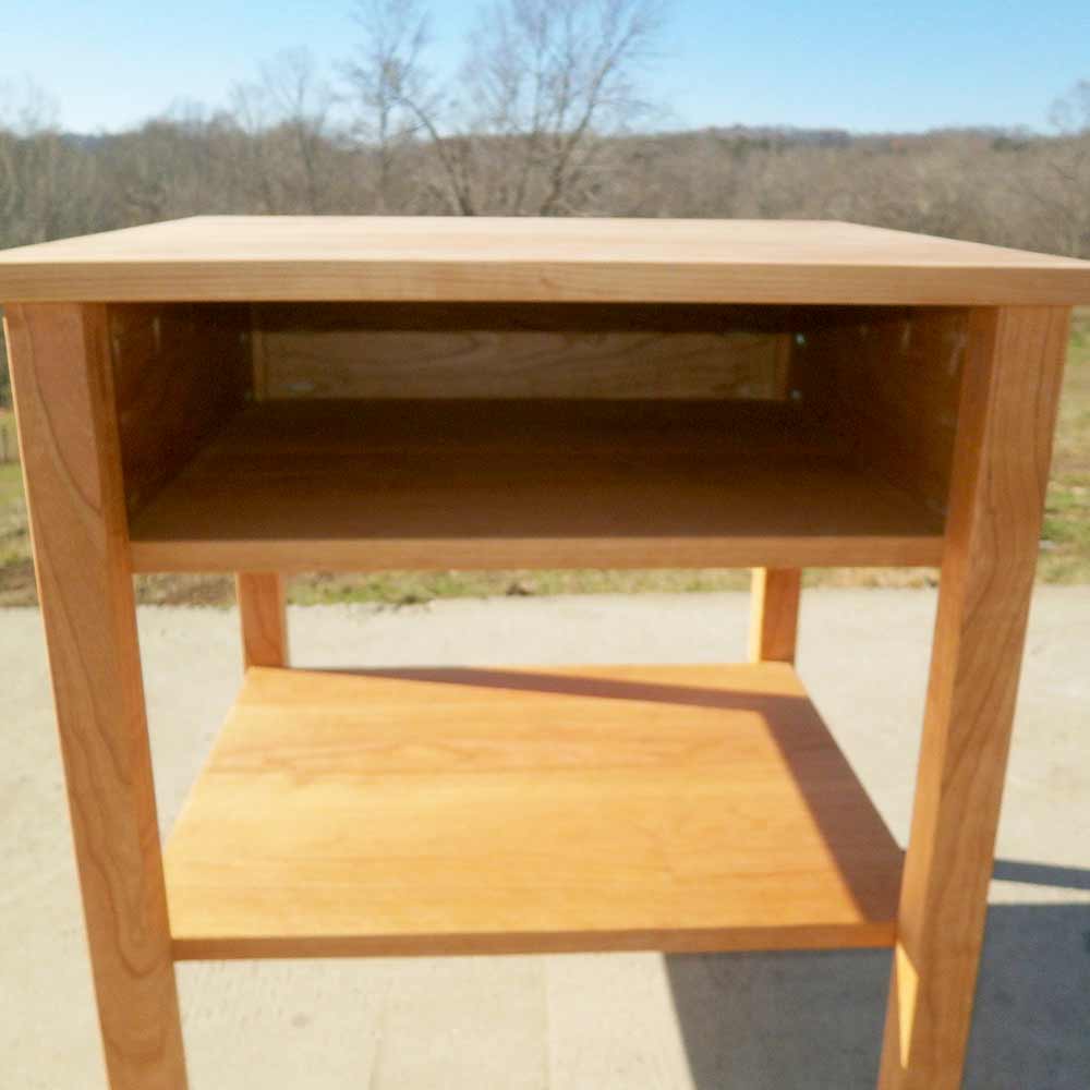 hardwood nightstand with storage space close up