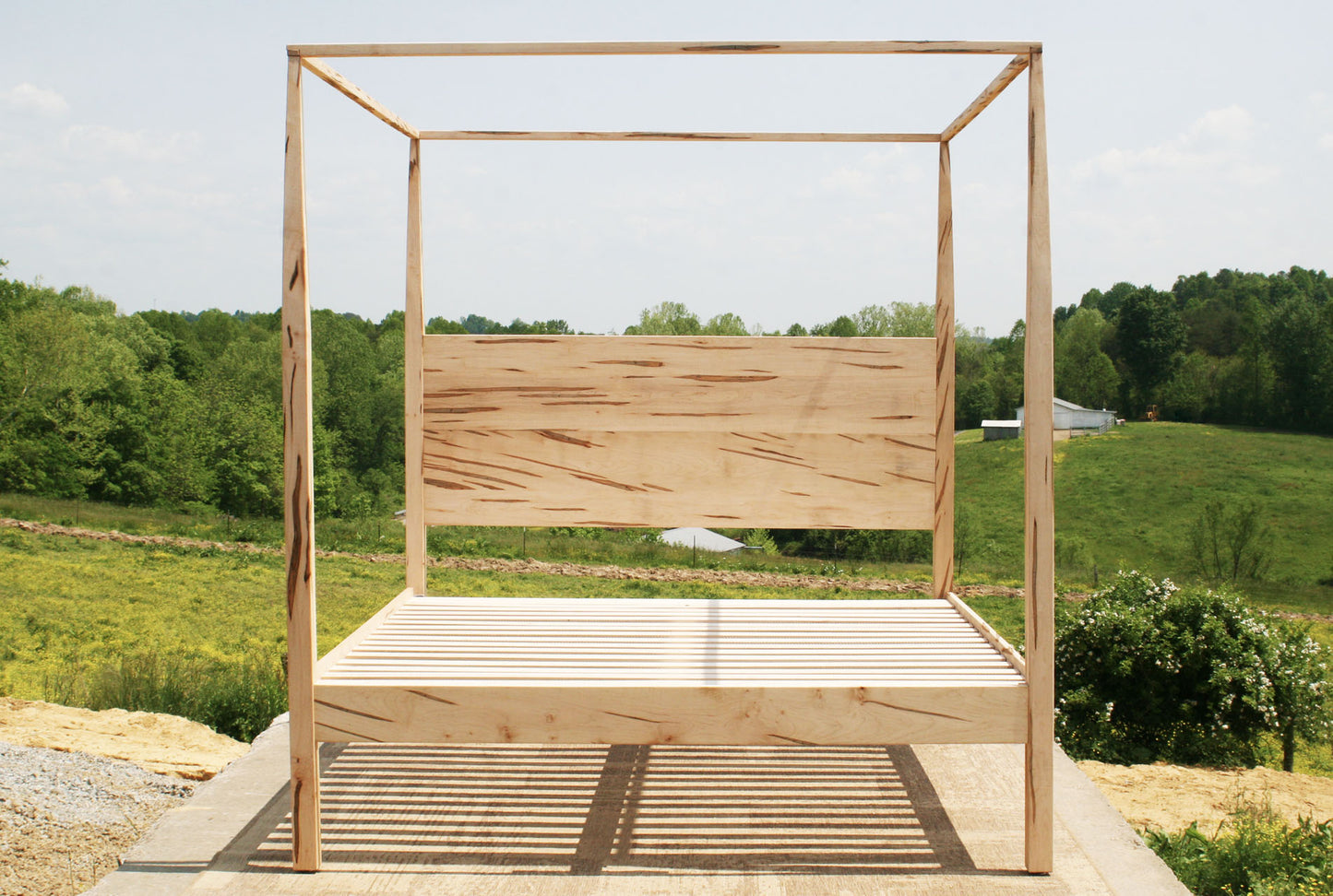 Canopy bed with tapered posts wormy maple