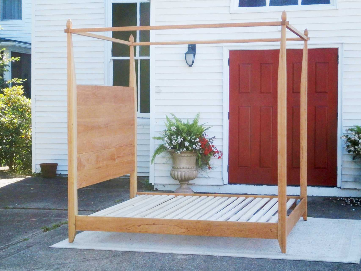side view Canopy Bed with a low platform