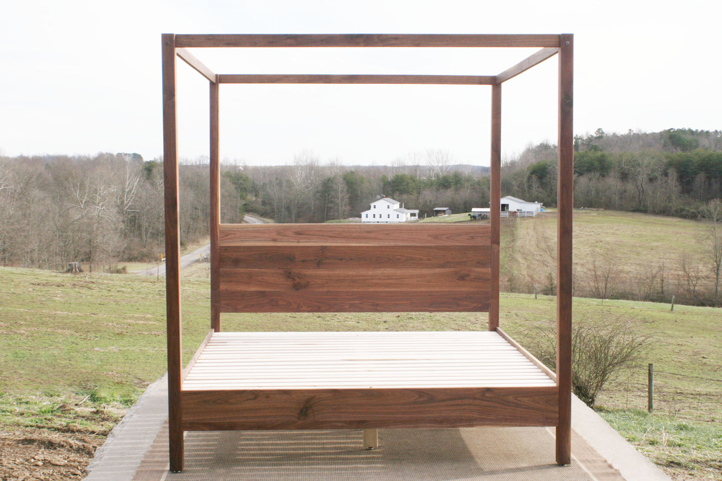 solid hardwood canopy bed with square rails