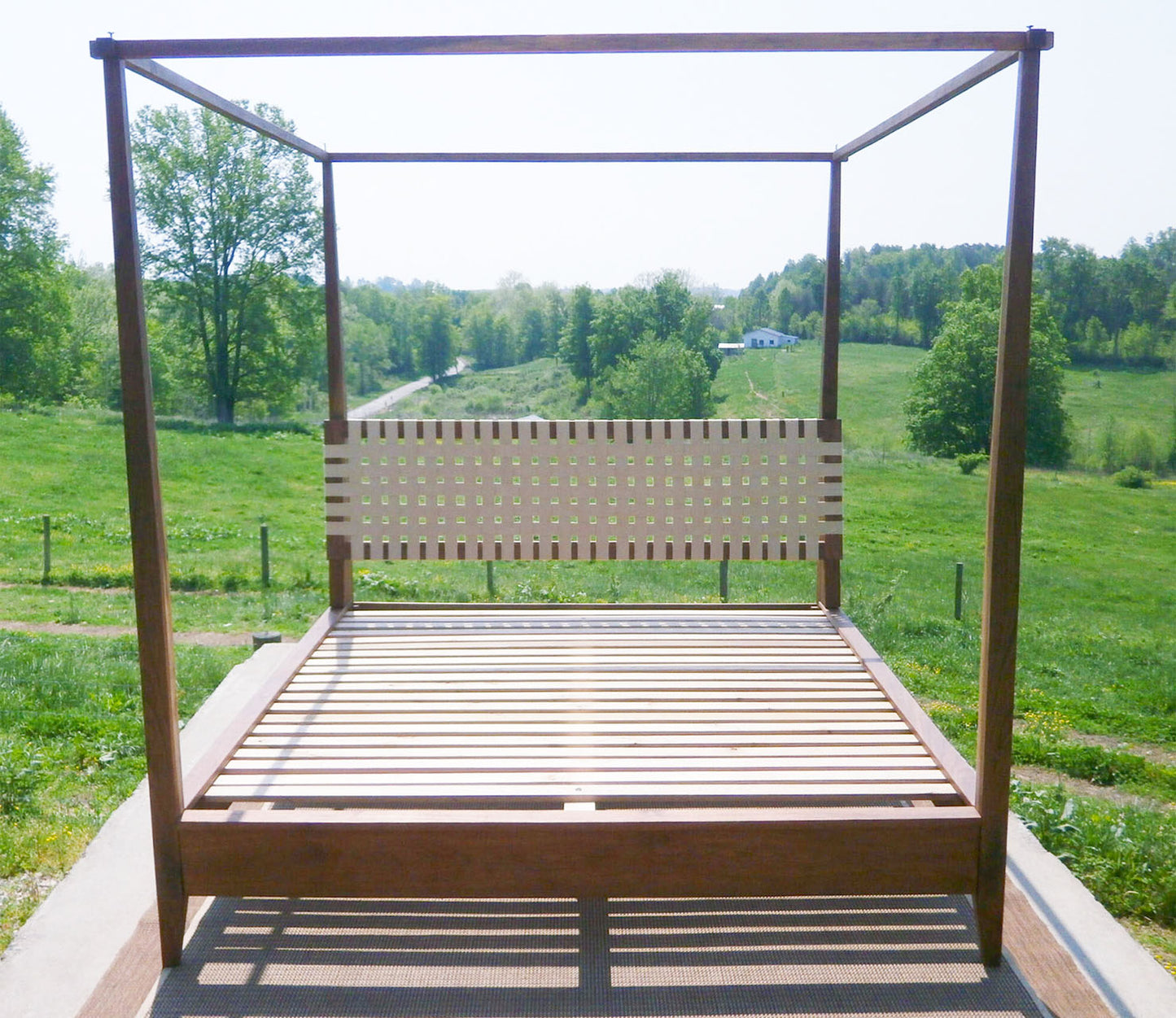 front view Walnut canopy bed
