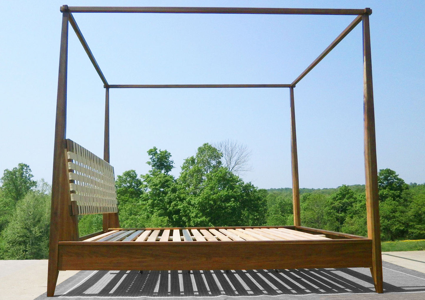 side view Walnut canopy bed