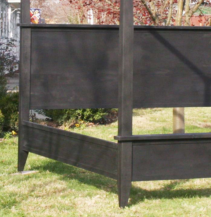 close up Canopy Bed with Sideboard Trim and Tapered Posts