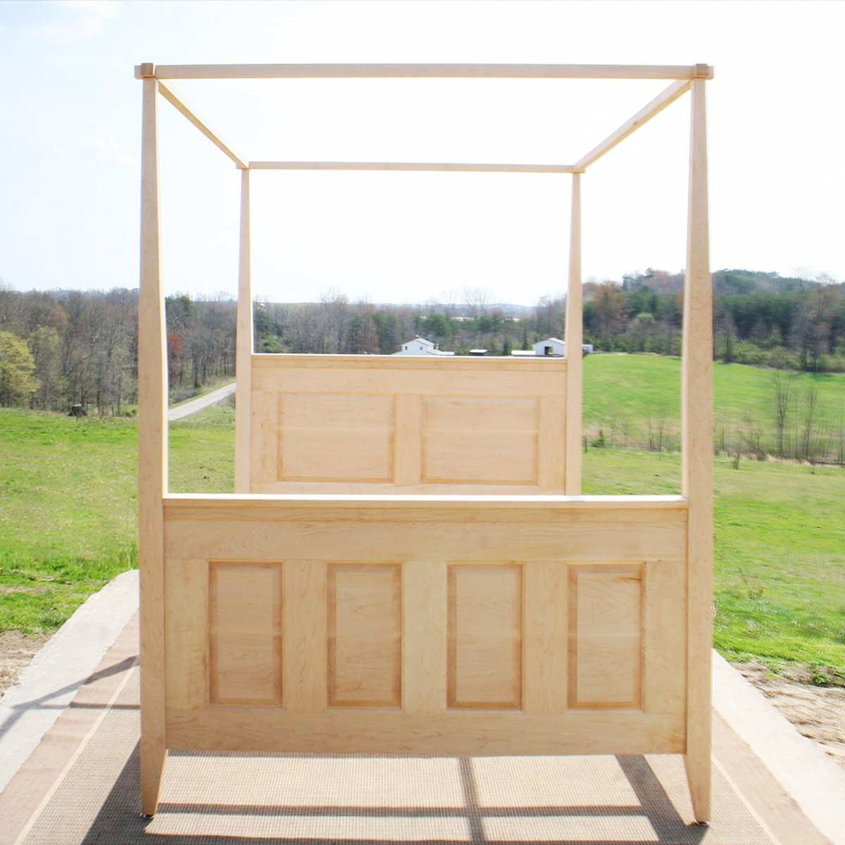 front view box spring canopy bed solid hardwood