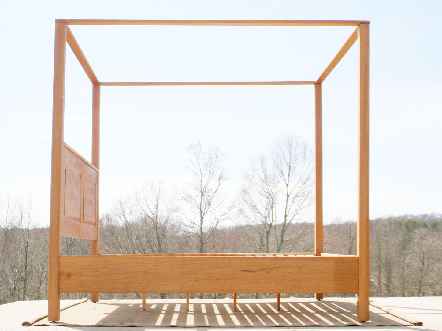 wood canopy bed with headboard side view solid hardwood