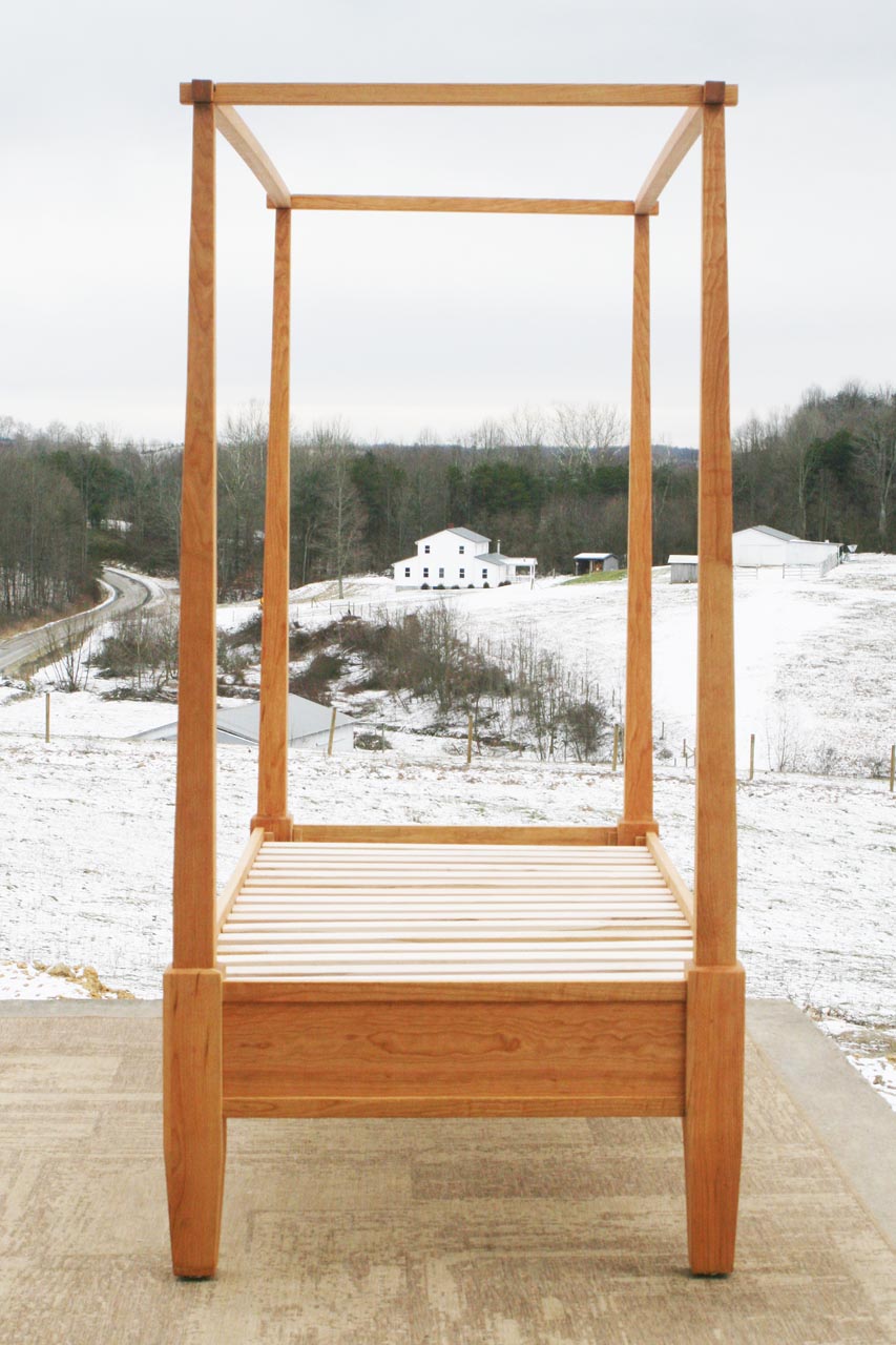 front view canopy bed with tapered posts