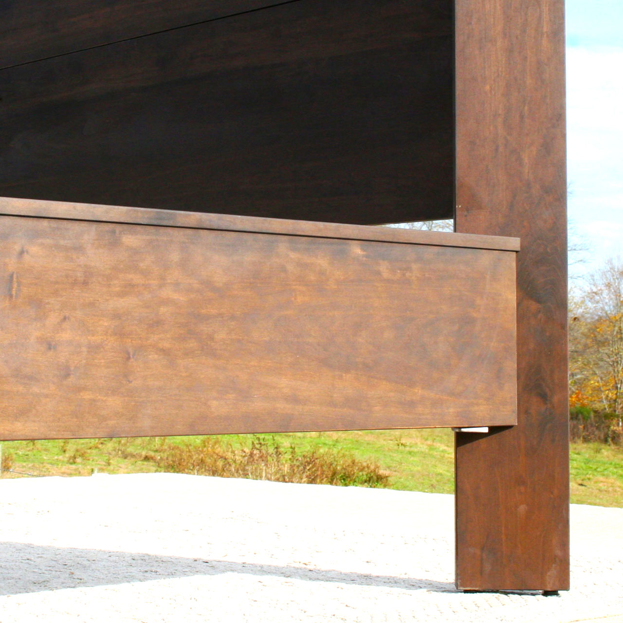 leg of Modern canopy bed with compound angle joints