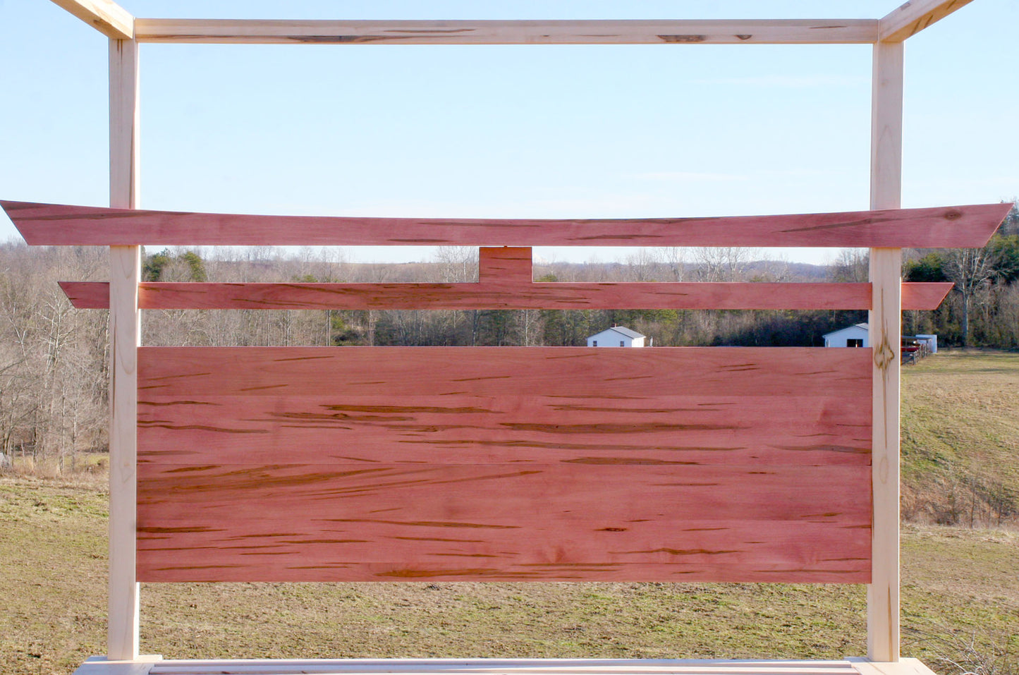headboard of Torii Gate bed with 6 drawers and square canopy