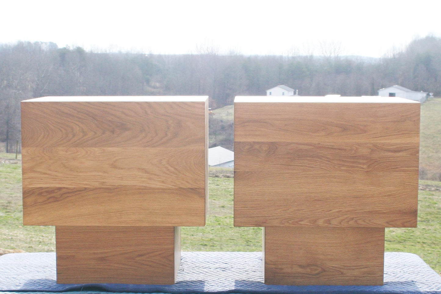 Low Platform side Tables with one Drawer each