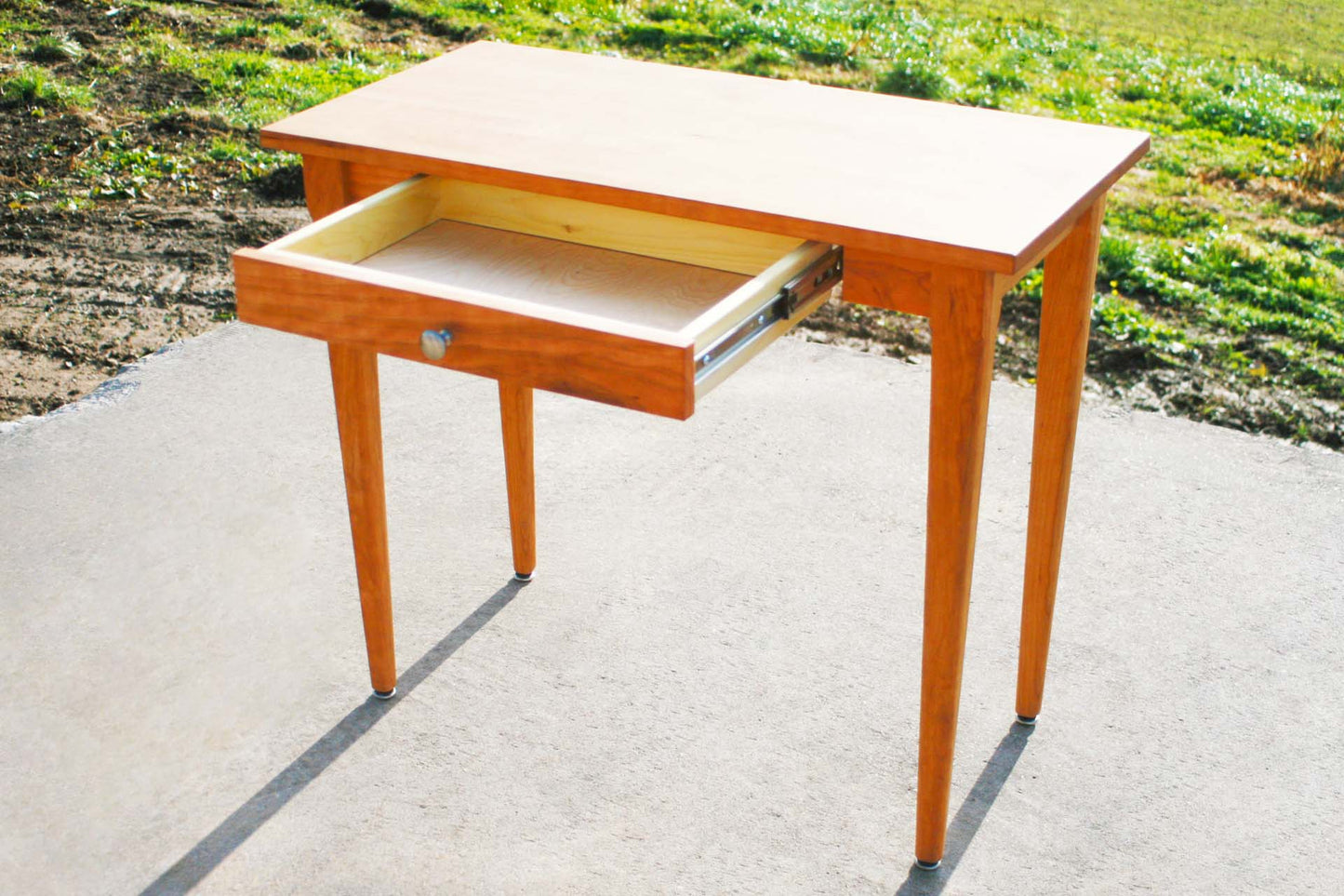 top view natural Vanity desk with one drawer