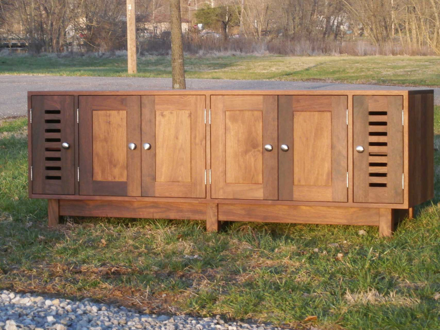 walnut wood tv entertainment console