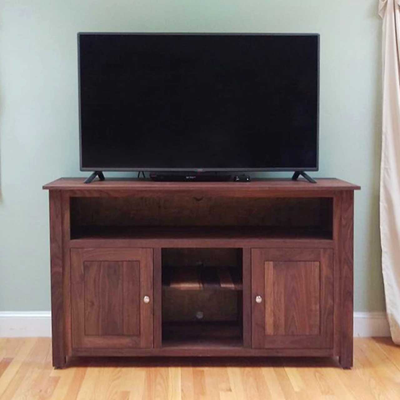 Walnut entertainment console with tv space