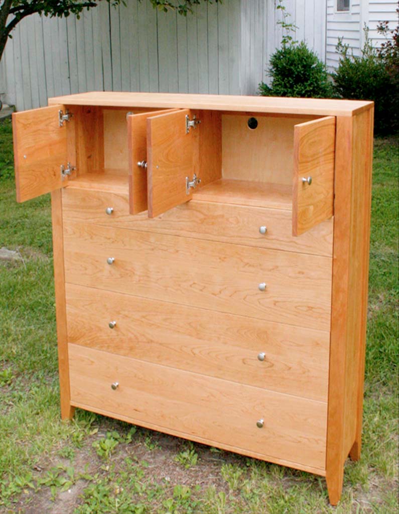 angled view drawers open Dresser with 4 inset drawers