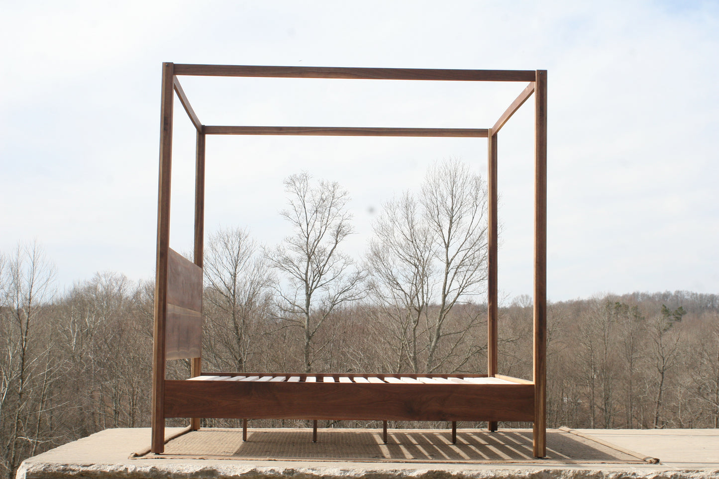 Hardwood Canopy Bed CbRnV6 - King Size, Natural Walnut