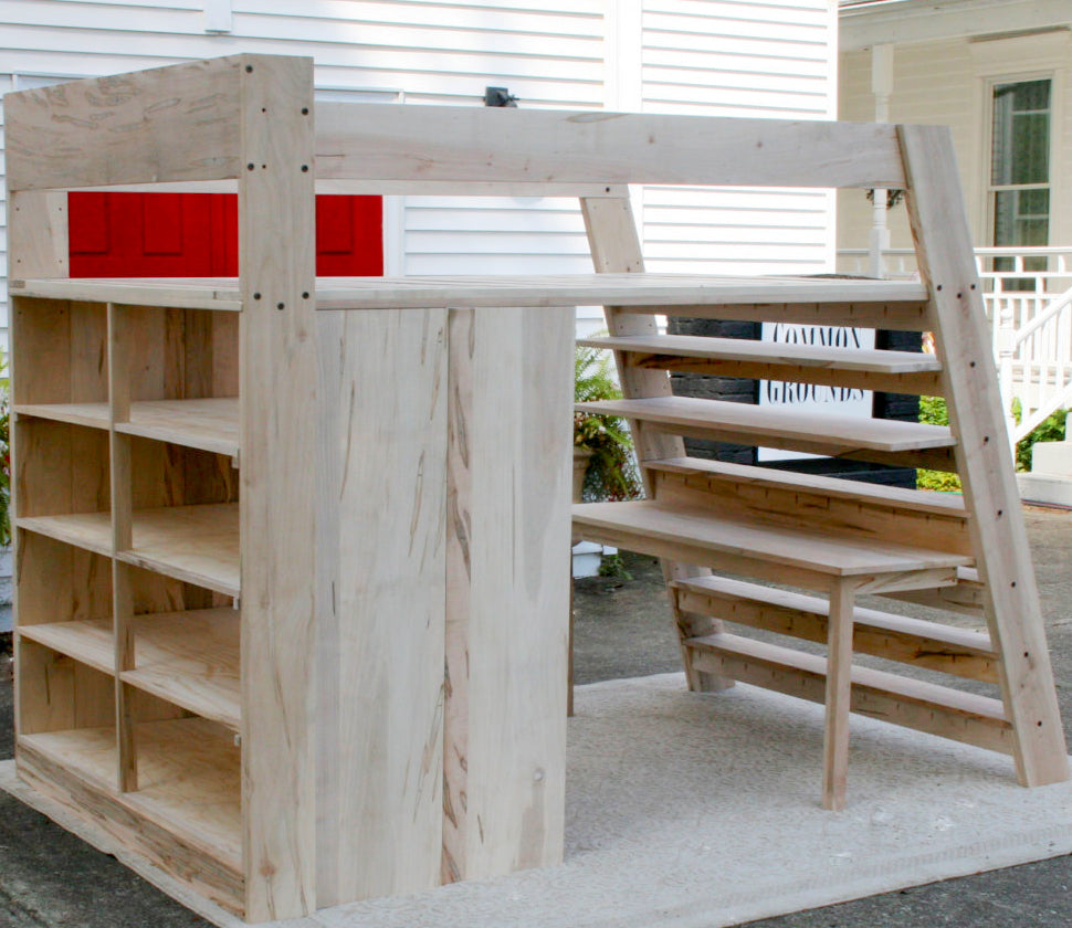 Loft bed with shelves and desk LbSnV02