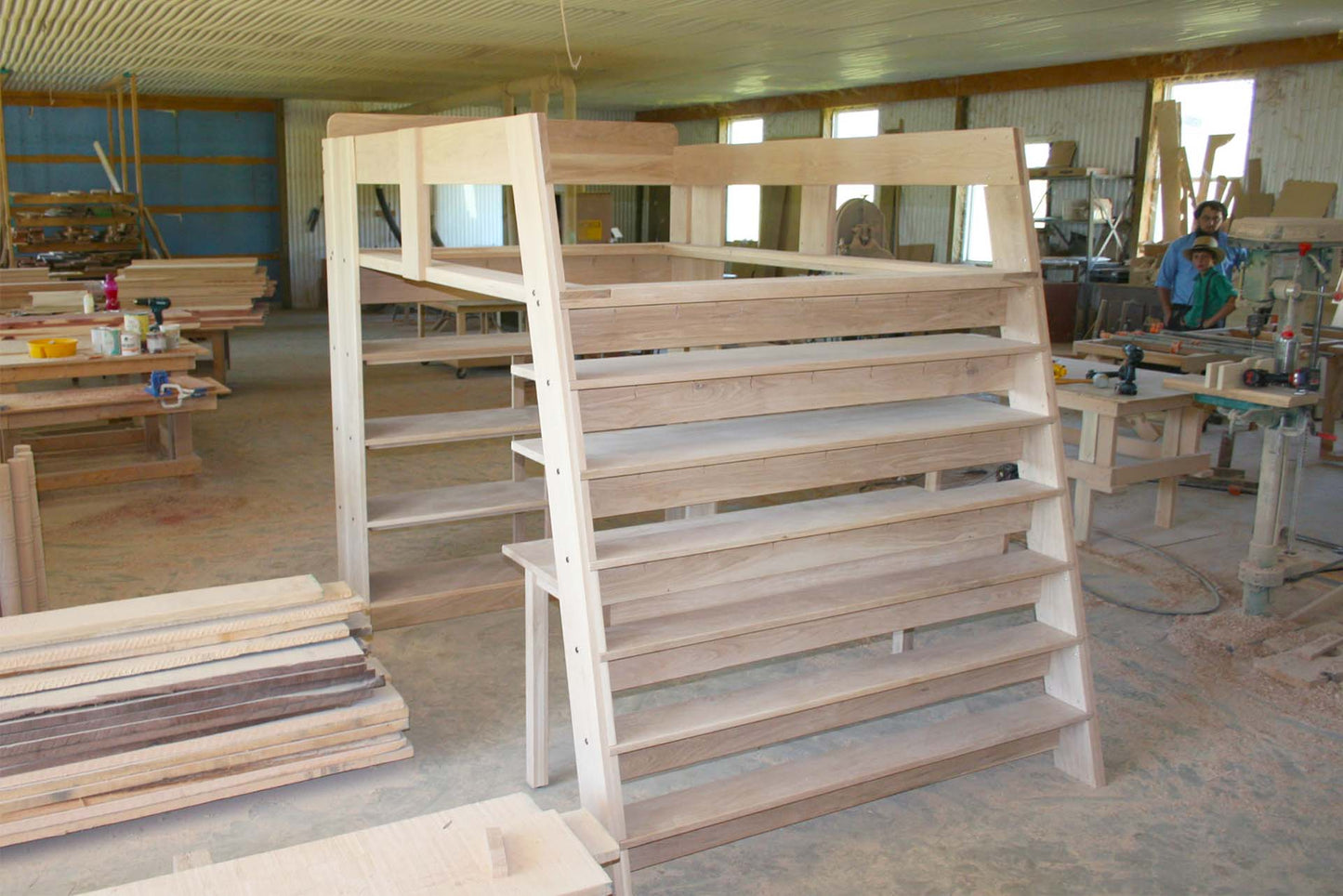 Loft Bed with desk and shelves lbsnv03