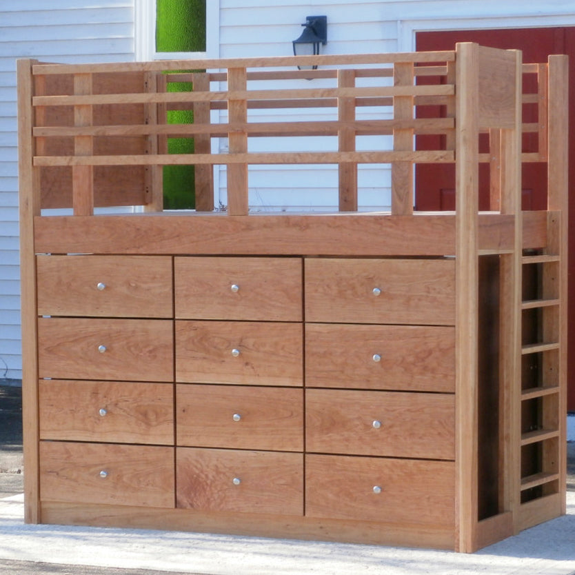 Loft storage bed with 12 drawers LdLnV01